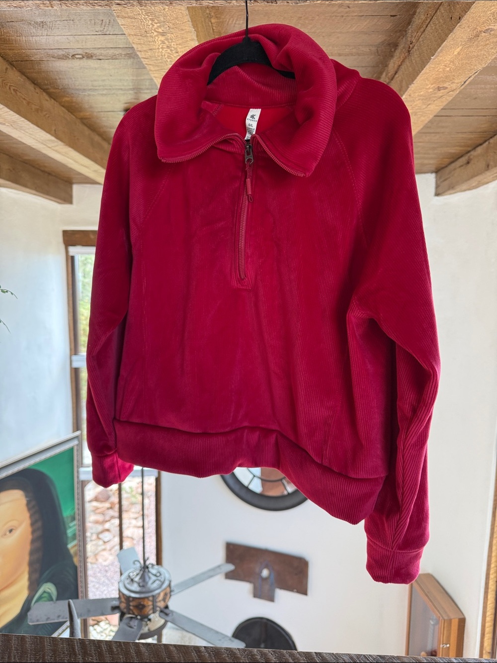 Kyodan Women's Corded Quarter-Zip Pullover in Deep Berry Red